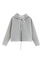 Romwe Drawstring Hoodied Sheer Grey Coat