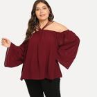 Romwe Plus Halter Solid Blouse