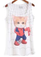 Romwe Spiderman Cat Print Tank Top