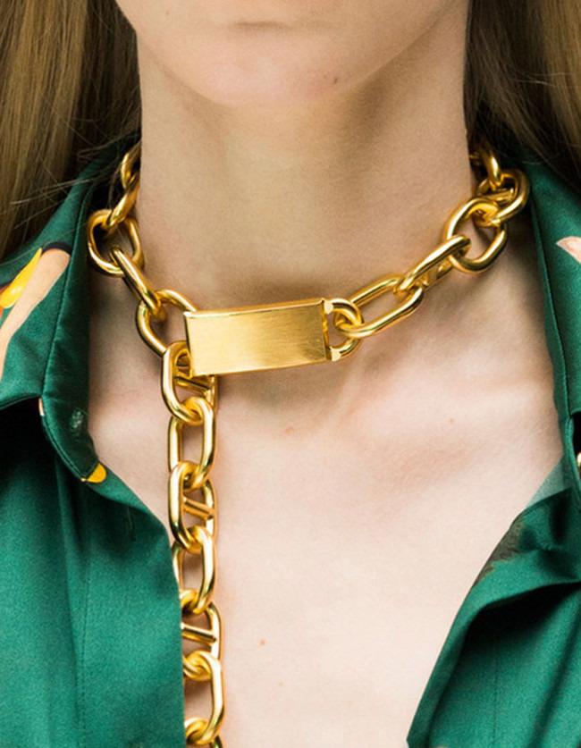 Romwe Unique Punk Style Gold Plated Choker Chunky Chain Necklace