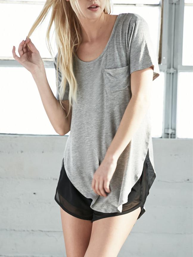 Romwe Grey Short Sleeve High Low T-shirt