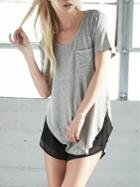 Romwe Grey Short Sleeve High Low T-shirt
