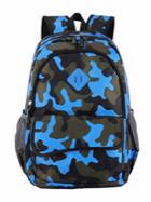 Romwe Flap Pocket Front Camo Print Nylon Backpack
