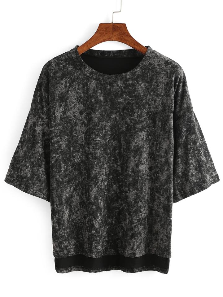 Romwe Dip Hem Dropped Shoulder Seam T-shirt