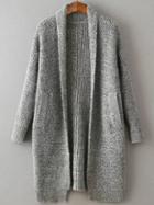Romwe Grey Shawl Collar Drop Shoulder Long Sweater Coat