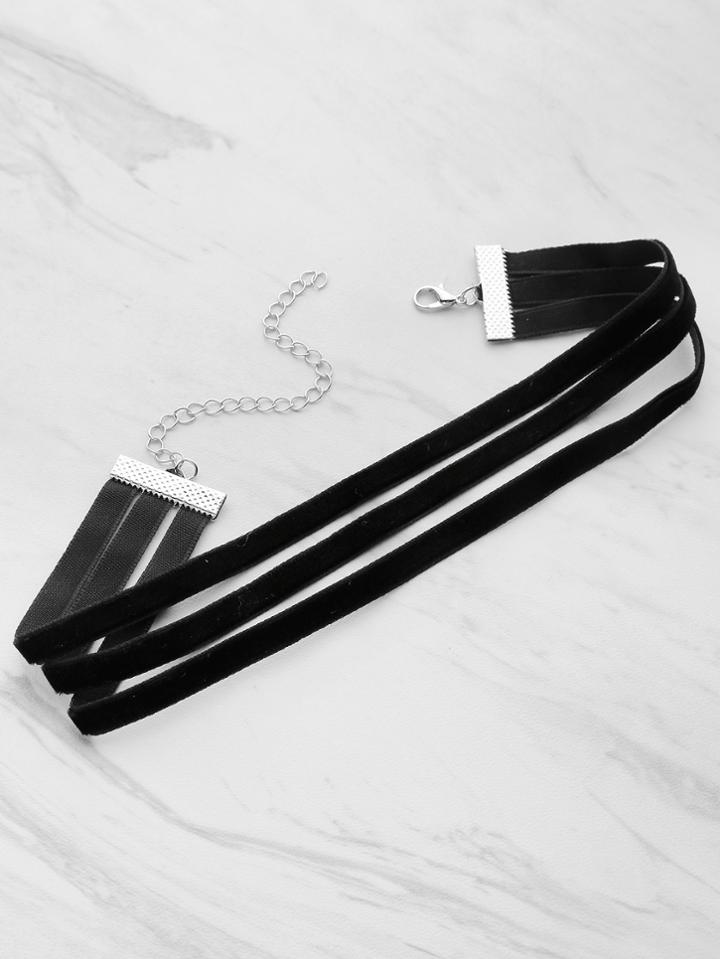 Romwe Three Layer Velvet Choker Necklace