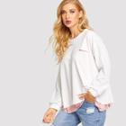 Romwe Double Layer Ripped Sweatshirt