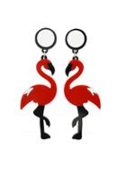 Romwe Red Large Flamingo Drop Earrings