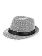 Romwe Plaid Fedora Hat