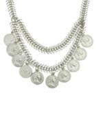 Romwe Silver Hanging Coin Necklace