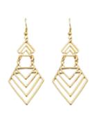 Romwe Gold Plated Geometric Long Drop Earrings