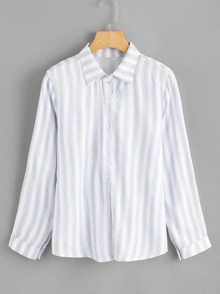 Romwe Awning Striped Blouse