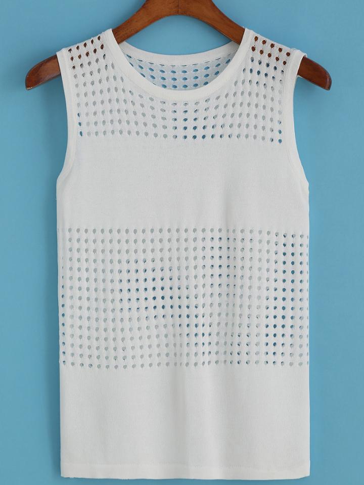 Romwe Hollow Knit Tank Top