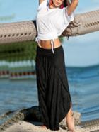 Romwe Bat Sleeve Drawstring Top With Wide Leg Pant