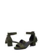 Romwe Tassel Detail Block Heeled Sandals