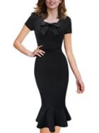 Romwe Bow-neck Fishtail Dress