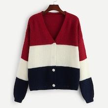 Romwe Cut-and-sew Button Up Cardigan