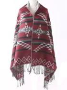 Romwe Geometric Pattern Tassel Red Scarf