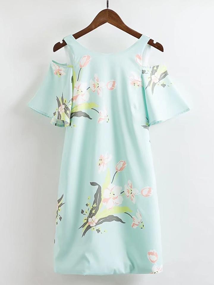 Romwe Open Shoulder V Zipper Back Dress