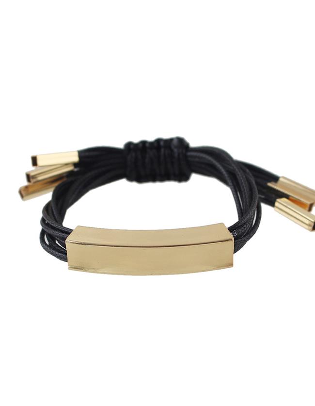 Romwe Black Braided Rope Adjustable Bracelet