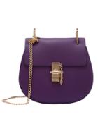 Romwe Faux Leather Chain Saddle Bag - Purple