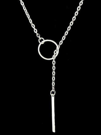 Romwe Silver Hole In One Necklace