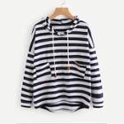 Romwe Plus Pocket Decoration Striped Sweatshirt