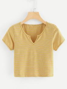 Romwe Stripe V Neck Tee