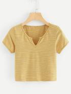 Romwe Stripe V Neck Tee