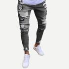 Romwe Guys Patched Ripped Tapered Jeans