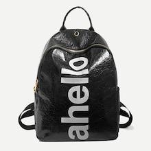 Romwe Letter Print Pu Backpack
