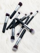 Romwe Black And Sliver Professional Cosmetic Makeup Brush Set 10pcs