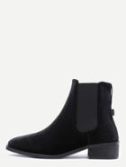 Romwe Black Velvet Point Toe Elastic Booties