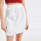 Romwe Drawstring Waist And Hem Letter Skirt