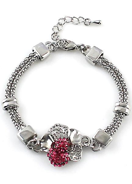 Romwe Diamonate Chain Red Bracelet