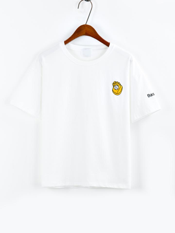 Romwe Embroidered Baseball T-shirt