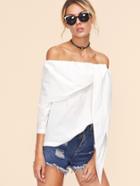 Romwe White Off The Shoulder Tunic Top