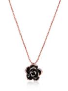 Romwe Contrast Rhinestone Rose Design Pendant Necklace