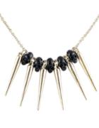 Romwe Gold Spike Skull Chain Necklace