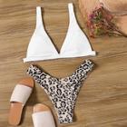 Romwe Triangle Top With Leopard Print High Leg Bikini