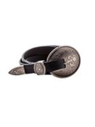 Romwe Black Vintage Carved Buckle Faux Leather Belt
