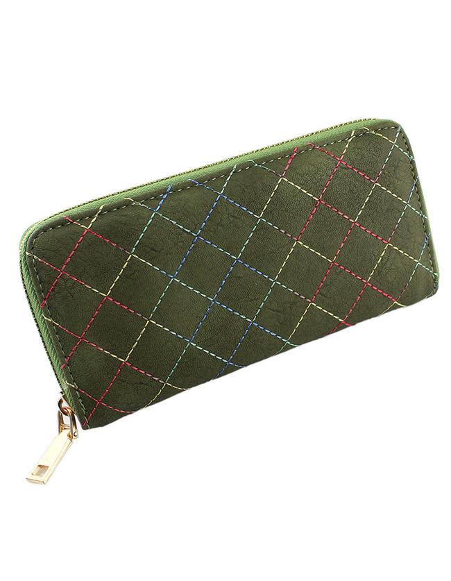 Romwe Green Pu Leather Clutch Bag
