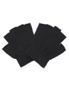 Romwe Black Knitted Fingerless Textured Gloves