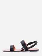 Romwe Black Faux Leather Open Toe Sandals