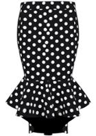 Romwe Polka Dot Ruffle Asymmetrical Skirt-black