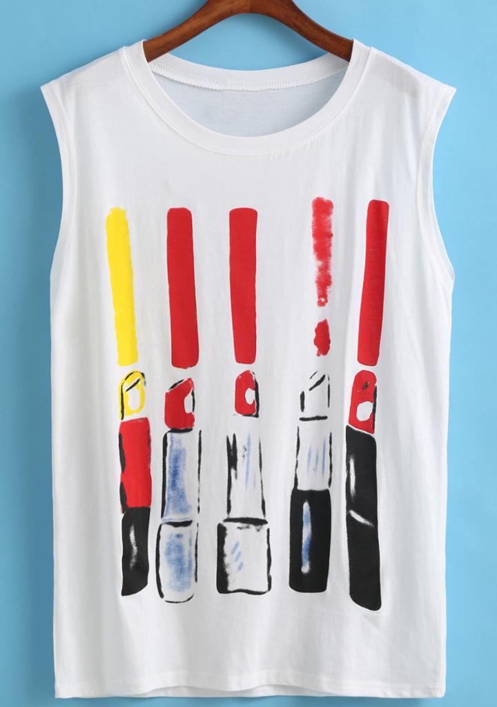 Romwe Lipstick Print Tank Top