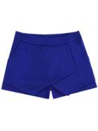 Romwe Wrap Pockets Blue Shorts