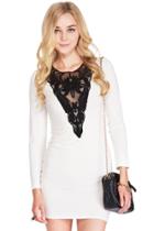 Romwe Romwe Cut-out Floral Embroidered White Bodycon Dress