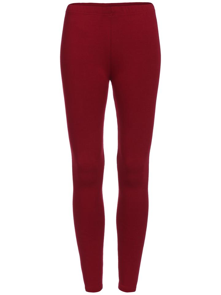 Romwe Elastic Waist Thicken Maroon Leggings