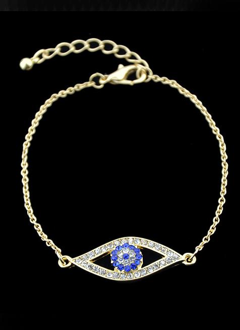 Romwe Gold With Diamond Eye Pattern Link Bracelet